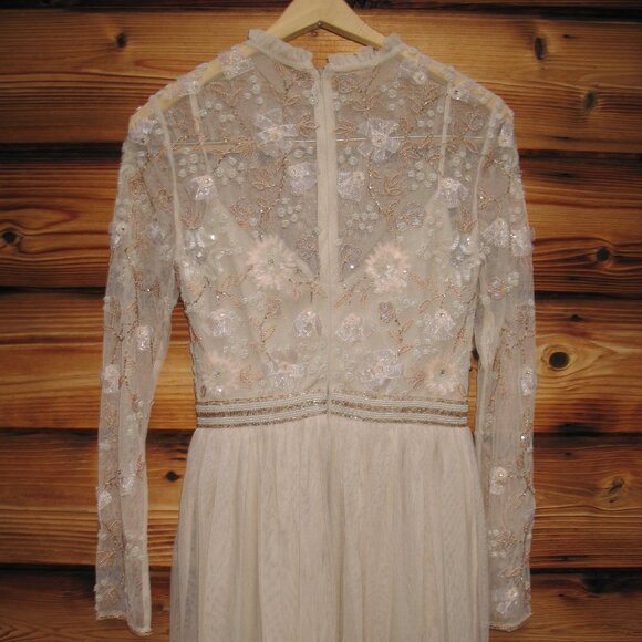 MAC DUGGAL 9132 Womens Embellished Illusion High Neck Long Sleeve Gown Dress - Picture 10 of 12